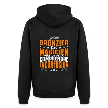 Je Suis Bronzier Pas Magicien - Veste à capuche bio Premium Unisexe - noir - Dos - Nico (187cm)