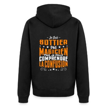 Je Suis Bottier Pas Magicien - Veste à capuche bio Premium Unisexe - noir - Dos - Nico (187cm)