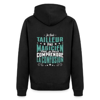 Je Suis Tailleur Pas Magicien - Veste à capuche bio Premium Unisexe - noir - Dos - Nico (187cm)