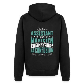 Je Suis Assistant Pas Magicien - Veste à capuche bio Premium Unisexe - noir - Dos - Nico (187cm)