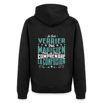 Je Suis Verrier Pas Magicien - Veste à capuche bio Premium Unisexe - noir - Dos - Nico (187cm)