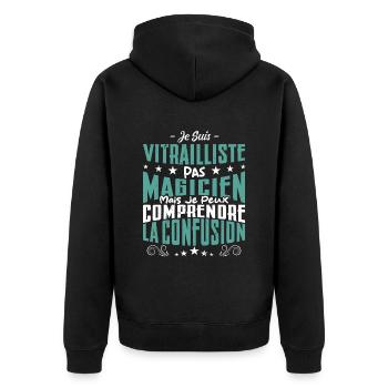 Je Suis Vitrailliste Pas Magicien - Veste à capuche bio Premium Unisexe - noir - Dos - Nico (187cm)