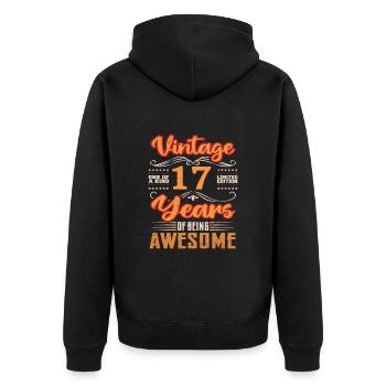 Vintage | 17 anniversaire idées cadeaux - Veste à capuche bio Premium Unisexe - noir - Dos - Nico (187cm)