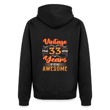 Vintage | 33 birthday gift ideas - Unisex Premium Organic Zip Hoodie - black - Back - Nico (187cm)