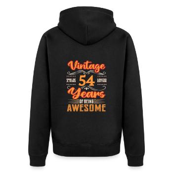 Vintage | 54 birthday gift ideas - Unisex Premium Organic Zip Hoodie - black - Back - Nico (187cm)
