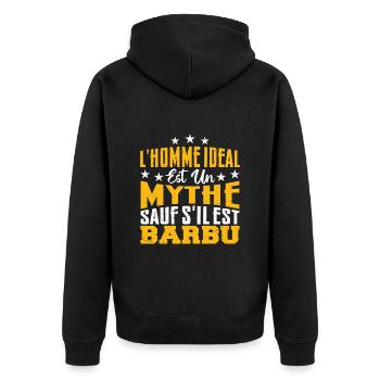 l'homme ideal est un mythe sauf s'il est barbu - Veste à capuche bio Premium Unisexe - noir - Dos - Nico (187cm)