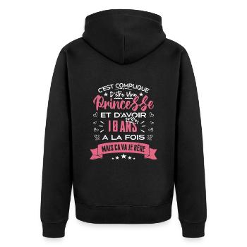 Une princesse a 10 ans, Cadeau d’anniversaire - Veste à capuche bio Premium Unisexe - noir - Dos - Nico (187cm)
