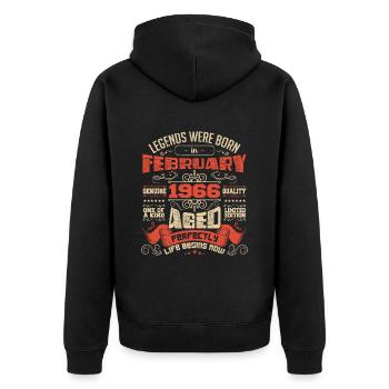 Legends were born in February 1966 | gift - Unisex Premium Organic Zip Hoodie - black - Back - Nico (187cm)