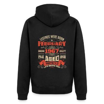 Legends were born in February 1967 | gift - Veste à capuche bio Premium Unisexe - noir - Dos - Nico (187cm)