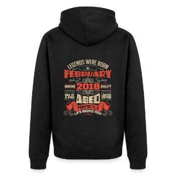 Legends were born in February 2018 | gift - Unisex Premium Organic Zip Hoodie - black - Back - Nico (187cm)