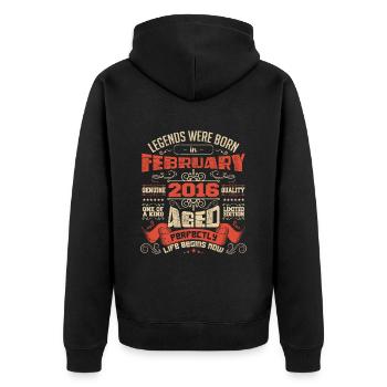 Legends were born in February 2016 | gift - Unisex Premium Organic Zip Hoodie - black - Back - Nico (187cm)