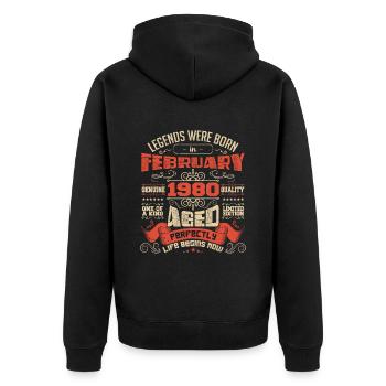 Legends were born in February 1980 | gift - Veste à capuche bio Premium Unisexe - noir - Dos - Nico (187cm)