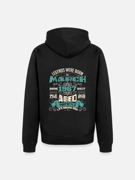 March 1967 | birthday gift - Unisex Premium Organic Zip Hoodie - black