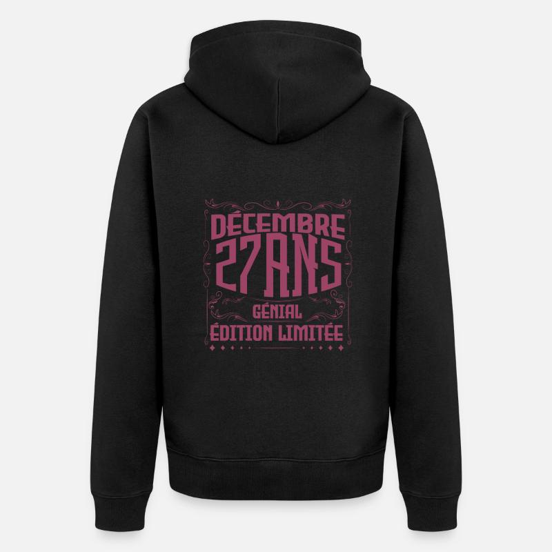 DÉCEMBRE 47 Ans | Édition limitée - Veste à capuche bio Premium Unisexe - noir