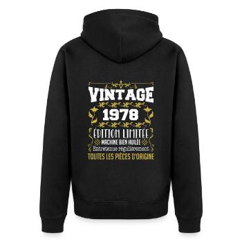 vintage 1978 | Toutes Les Pièces D'origine - Veste à capuche bio Premium Unisexe - noir - Dos - Nico (187cm)