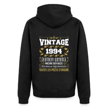 vintage 1994 | Toutes Les Pièces D'origine - Veste à capuche bio Premium Unisexe - noir - Dos - Nico (187cm)