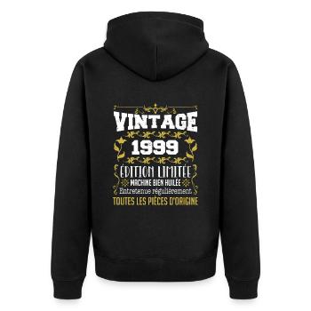 vintage 1999 | Toutes Les Pièces D'origine - Veste à capuche bio Premium Unisexe - noir - Dos - Nico (187cm)