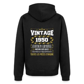 vintage 1950 | Toutes Les Pièces D'origine - Veste à capuche bio Premium Unisexe - noir - Dos - Nico (187cm)
