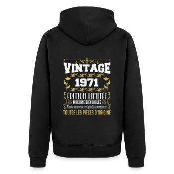 vintage 1971 | Toutes Les Pièces D'origine - Veste à capuche bio Premium Unisexe - noir - Dos - Nico (187cm)