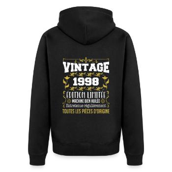 vintage 1998 | Toutes Les Pièces D'origine - Veste à capuche bio Premium Unisexe - noir - Dos - Nico (187cm)