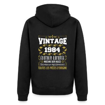 vintage 1984 | Toutes Les Pièces D'origine - Veste à capuche bio Premium Unisexe - noir - Dos - Nico (187cm)