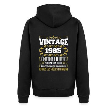 vintage 1985 | Toutes Les Pièces D'origine - Veste à capuche bio Premium Unisexe - noir - Dos - Nico (187cm)