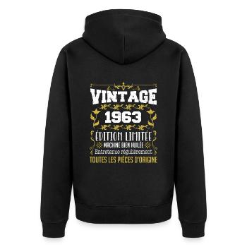 vintage 1963 | Toutes Les Pièces D'origine - Veste à capuche bio Premium Unisexe - noir - Dos - Nico (187cm)