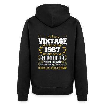 vintage 1967 | Toutes Les Pièces D'origine - Veste à capuche bio Premium Unisexe - noir - Dos - Nico (187cm)