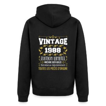 vintage 1988 | Toutes Les Pièces D'origine - Veste à capuche bio Premium Unisexe - noir - Dos - Nico (187cm)