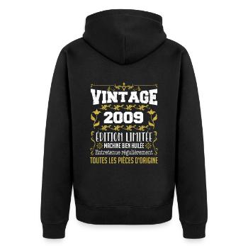 vintage 2009 | Toutes Les Pièces D'origine - Veste à capuche bio Premium Unisexe - noir - Dos - Nico (187cm)