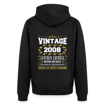 vintage 2008 | Toutes Les Pièces D'origine - Veste à capuche bio Premium Unisexe - noir - Dos - Nico (187cm)