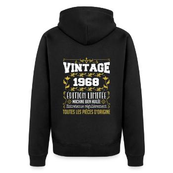 vintage 1968 | Toutes Les Pièces D'origine - Veste à capuche bio Premium Unisexe - noir - Dos - Nico (187cm)