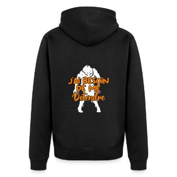 J’ai besoin de me détendre - Veste à capuche bio Premium Unisexe - noir - Dos - Nico (187cm)