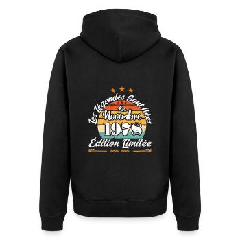 Les Légendes Sont Nées En Novembre 1978 - Veste à capuche bio Premium Unisexe - noir - Dos - Nico (187cm)