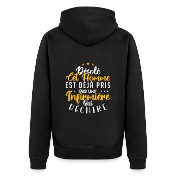 Cet Homme Est Déjà Pris Par Une Infirmière - Veste à capuche bio Premium Unisexe - noir - Dos - Nico (187cm)
