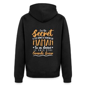 j'ai un secret il est dans le ventre de maman - Veste à capuche bio Premium Unisexe - noir - Dos - Nico (187cm)