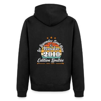 Les Légendes Sont Nées En Novembre 2010 - Veste à capuche bio Premium Unisexe - noir - Dos - Nico (187cm)
