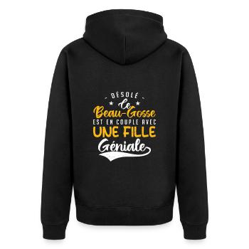 Ce beau gosse est en couple avec une fille géniale - Veste à capuche bio Premium Unisexe - noir - Dos - Nico (187cm)