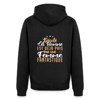 Cet Homme est déjà Pris par Une Femme Fantastique - Veste à capuche bio Premium Unisexe - noir - Dos - Nico (187cm)