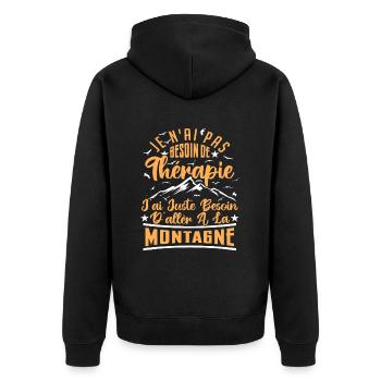 J'ai juste besoin d'aller à la Montagne | Humour - Veste à capuche bio Premium Unisexe - noir - Dos - Nico (187cm)