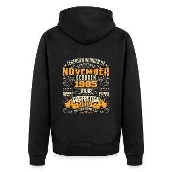 Im November 1985 geboren - Veste à capuche bio Premium Unisexe - noir - Dos - Nico (187cm)