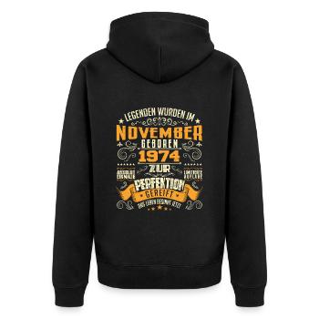 Im November 1974 geboren - Veste à capuche bio Premium Unisexe - noir - Dos - Nico (187cm)