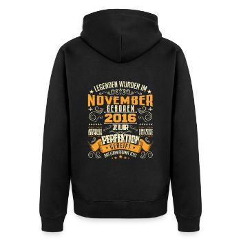 Im November 2016 geboren - Veste à capuche bio Premium Unisexe - noir - Dos - Nico (187cm)