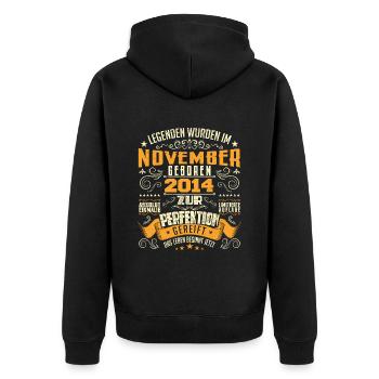 Im November 2014 geboren - Veste à capuche bio Premium Unisexe - noir - Dos - Nico (187cm)