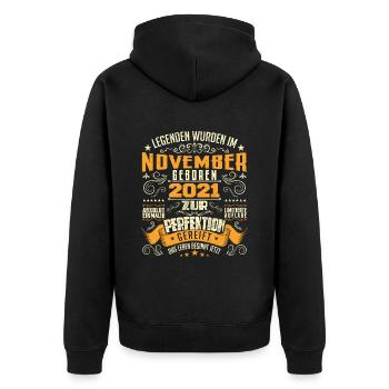 Im November 2021 geboren - Veste à capuche bio Premium Unisexe - noir - Dos - Nico (187cm)