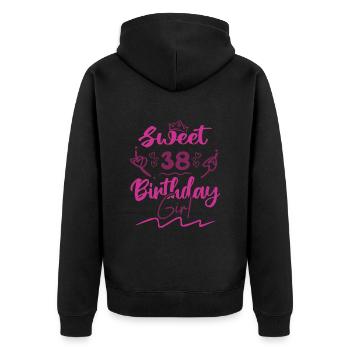 Süßes 38 Geburtstagskind | Geschenk Geburtstag - Unisex Premium Bio Zip Hoodie - Schwarz - Hinten - Nico (187cm)