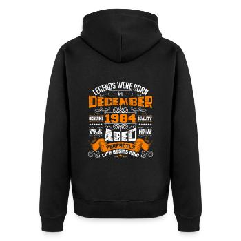 Legends were born in December 1984 | gift - Veste à capuche bio Premium Unisexe - noir - Dos - Nico (187cm)
