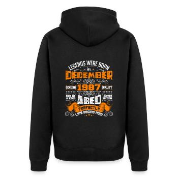 Legends were born in December 1987 | gift - Veste à capuche bio Premium Unisexe - noir - Dos - Nico (187cm)