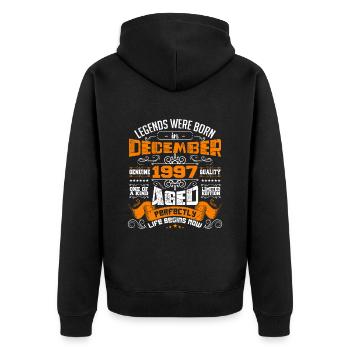 Legends were born in December 1997 | gift - Veste à capuche bio Premium Unisexe - noir - Dos - Nico (187cm)