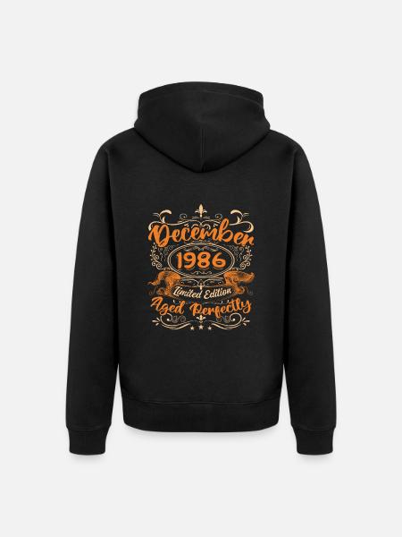 December 1986 | Limited Edition - Unisex Premium Organic Zip Hoodie - black